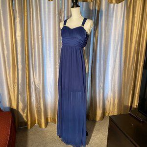 Prom Formal Blue dress with cross strap back